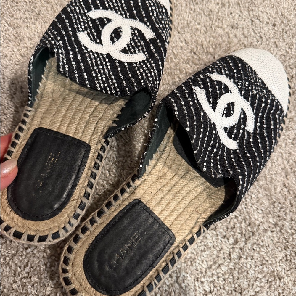 Chanel Monochrome Espadrille Sandals